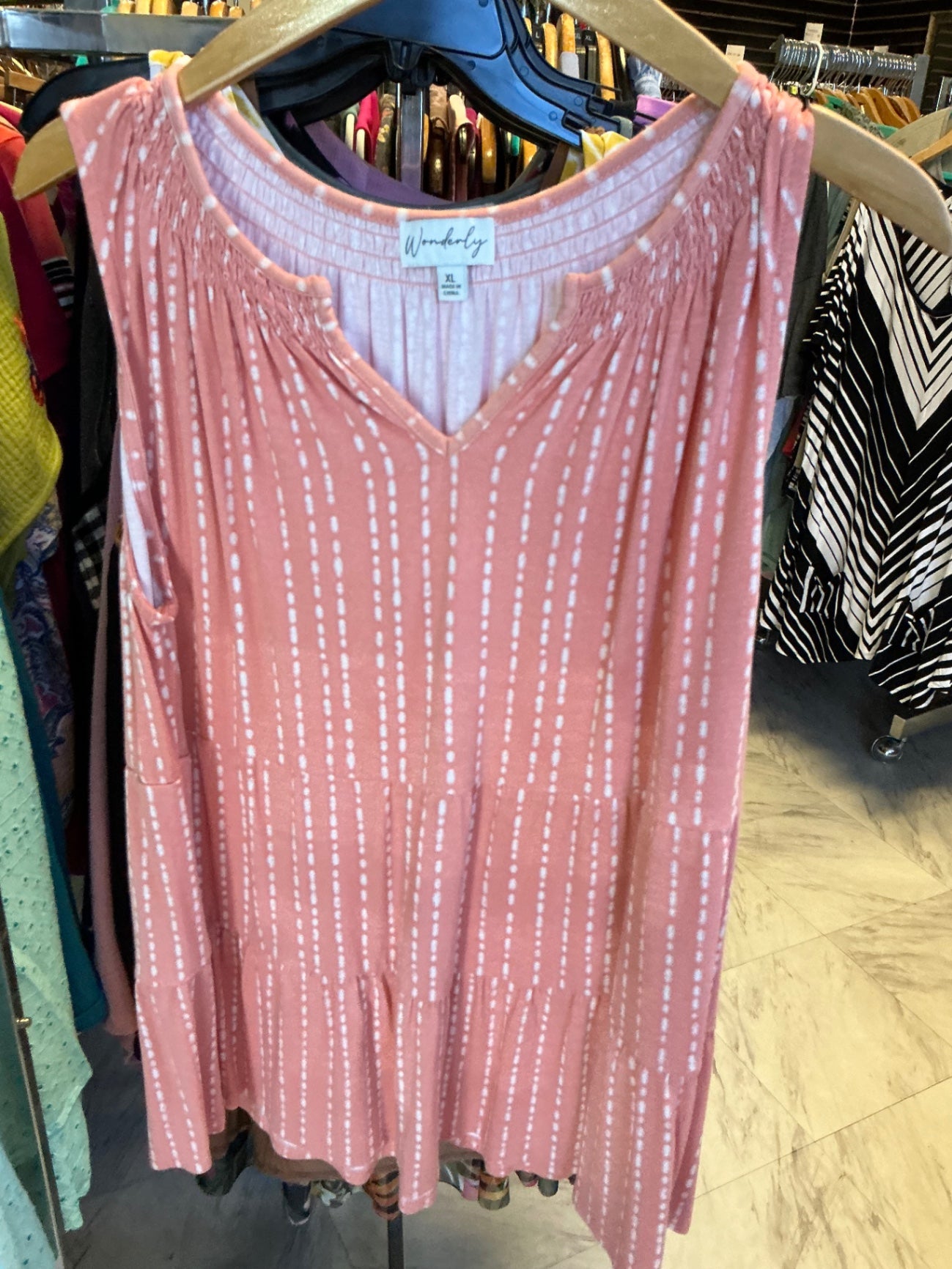 Wonderly Tank Top XL Peach/White