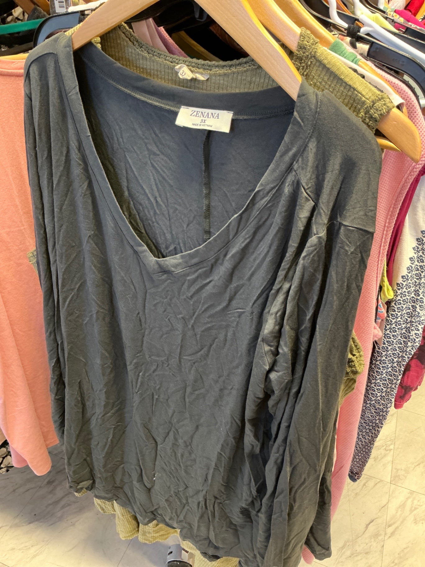 Zenana Blouse 3X Charcoal Gray NWOT