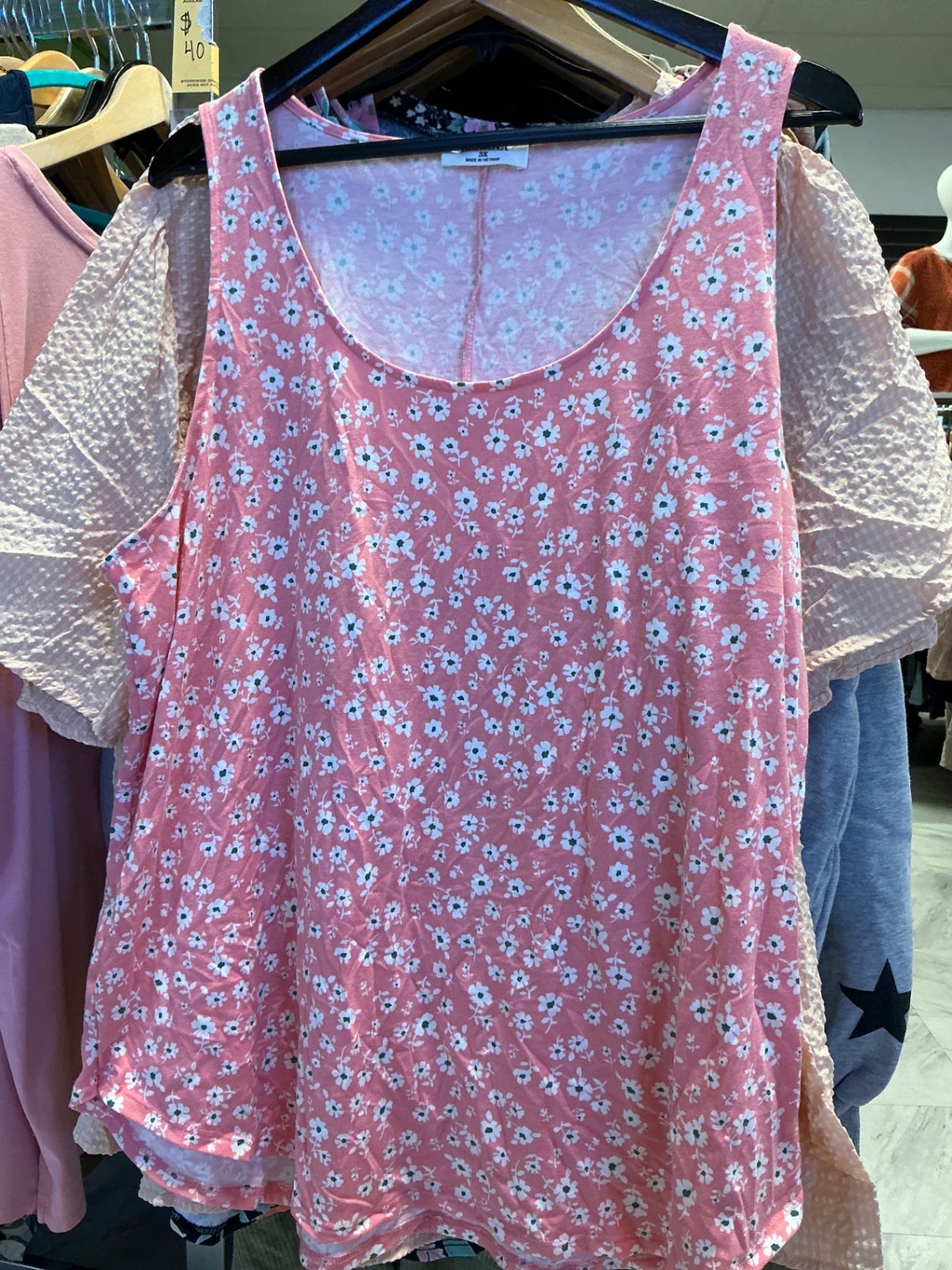 Zenana Tank Top 3X Pink Floral NWOT