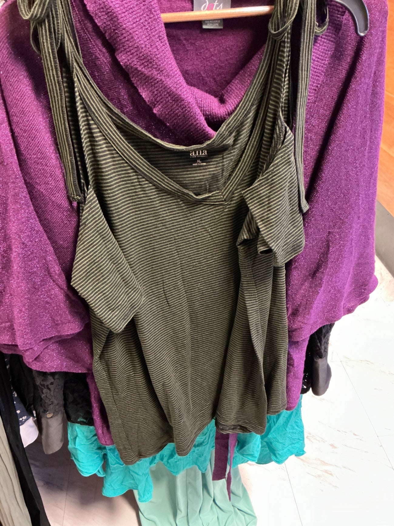 a.n.a Dress XL Olive green with stripes