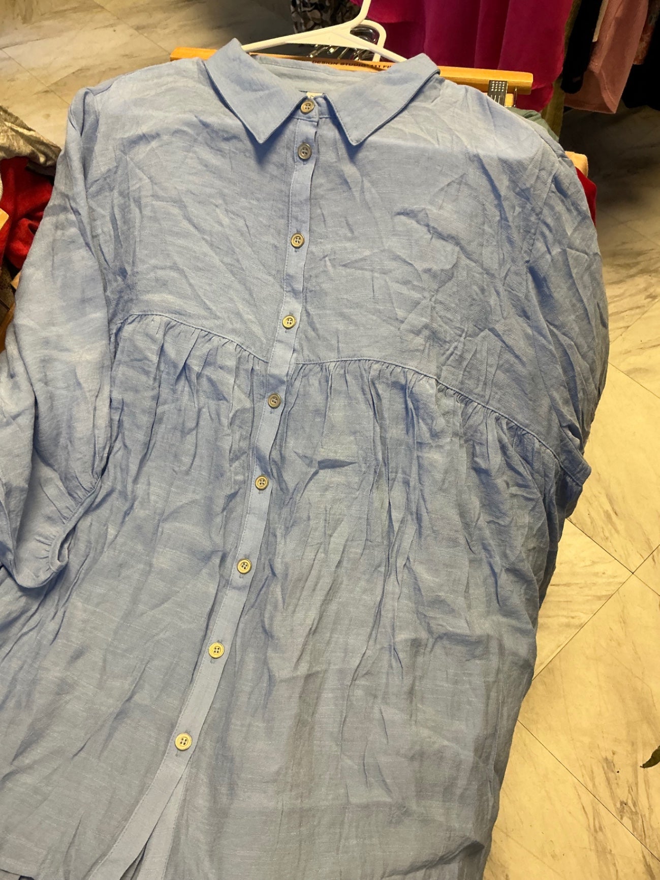 Zenana Blouse 3X Denim Blue NWOT