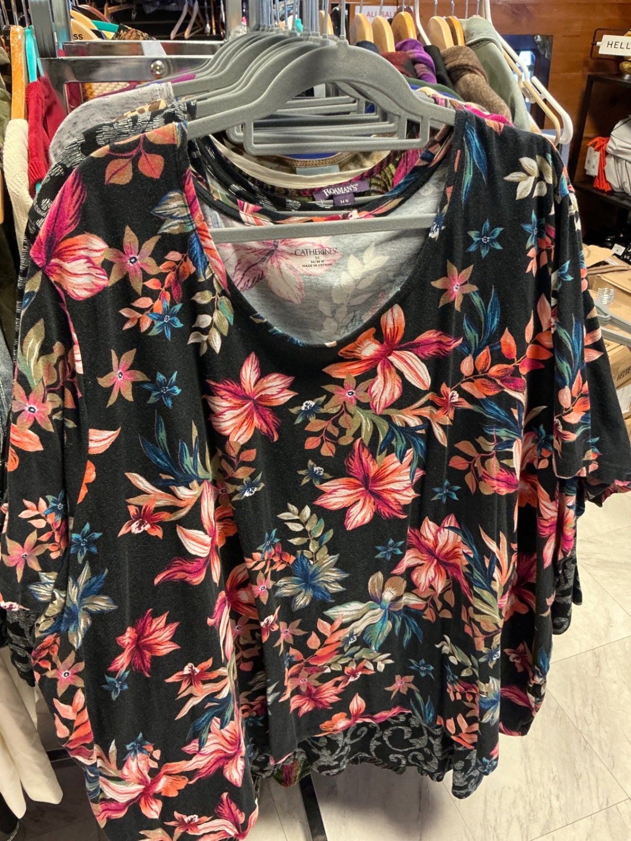 Catherines Floral Top 5X Multicolored