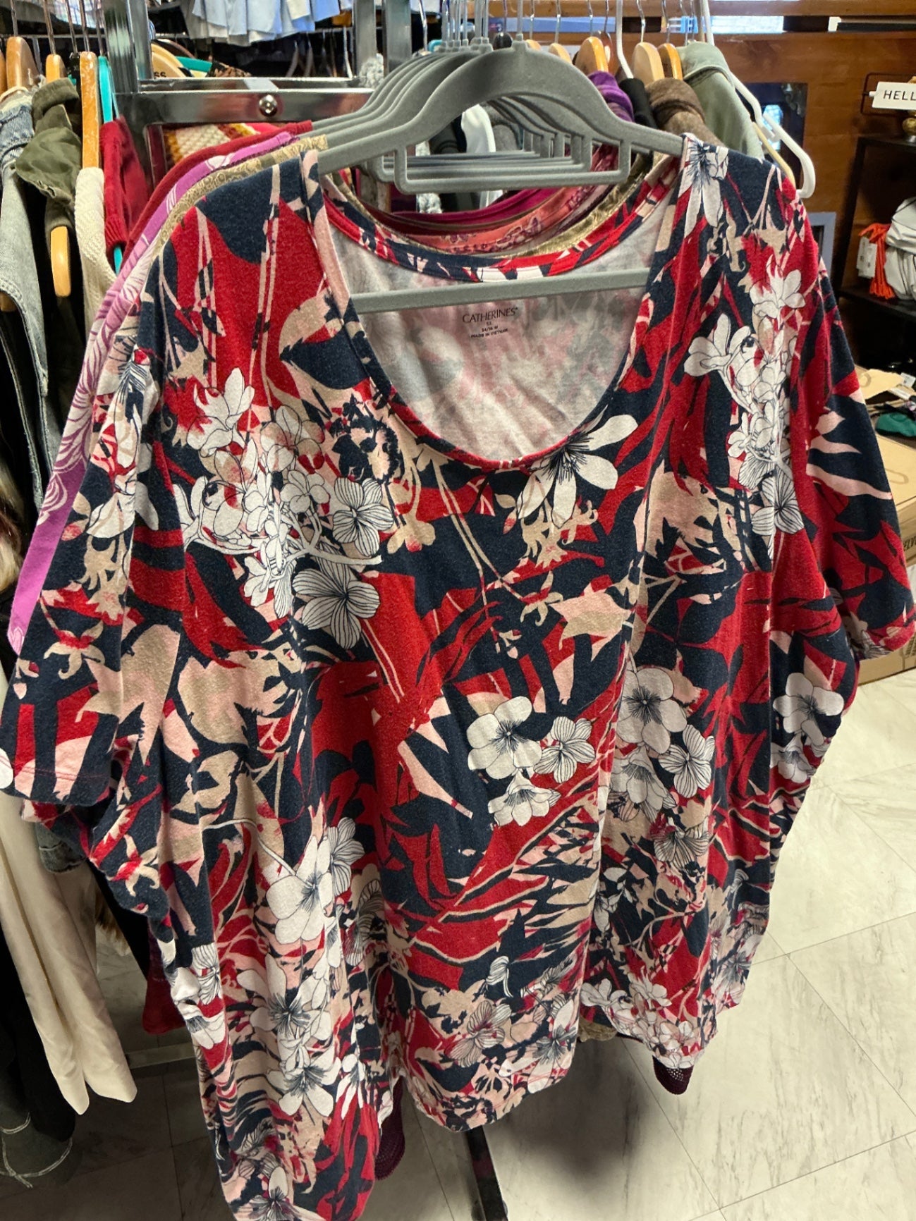 Catherines T-Shirt 5X Red, navy, and white