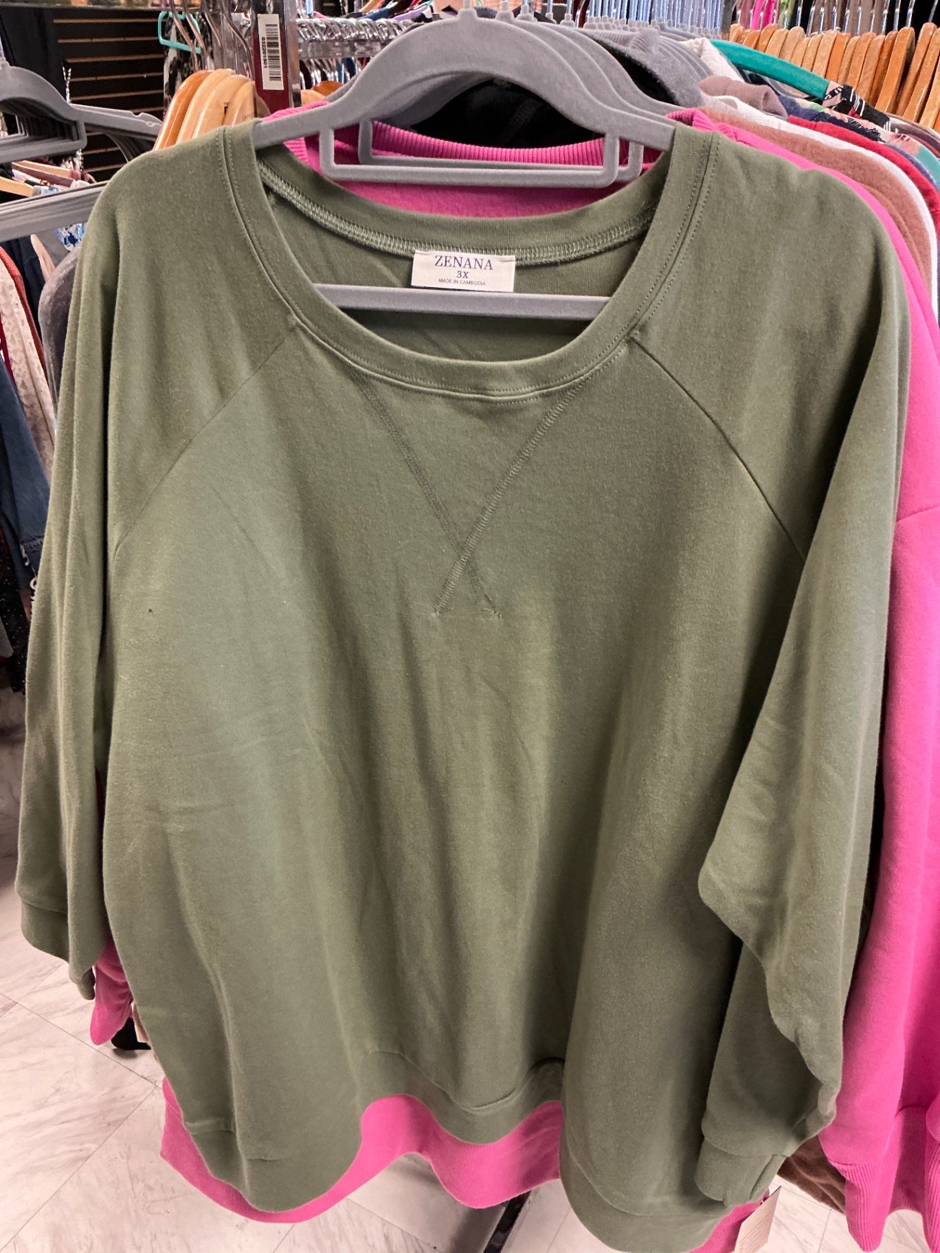 Zenana Sweatshirt 3X Olive Green NWOT