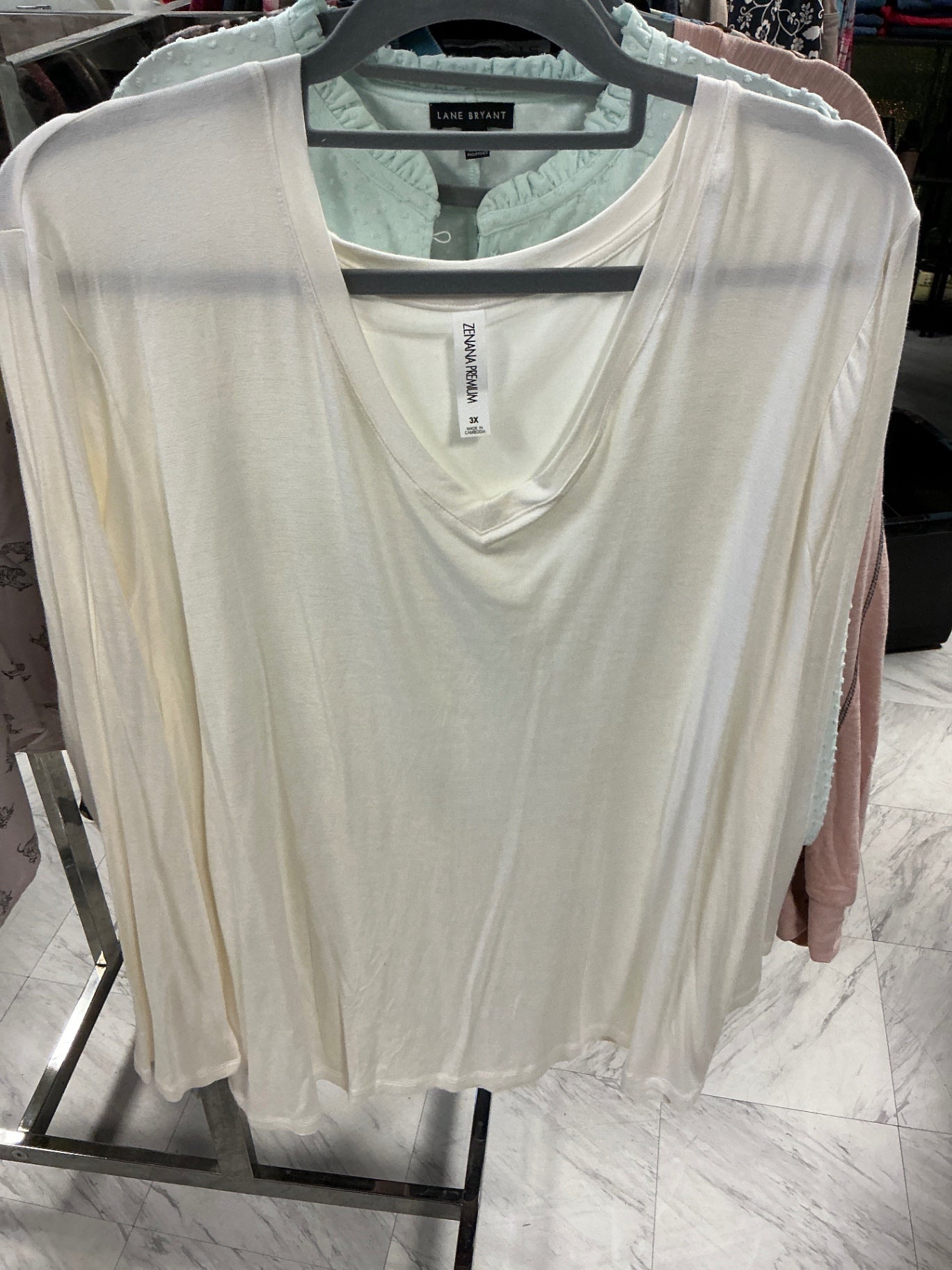 Zenana Long Sleeve T-Shirt 3X White