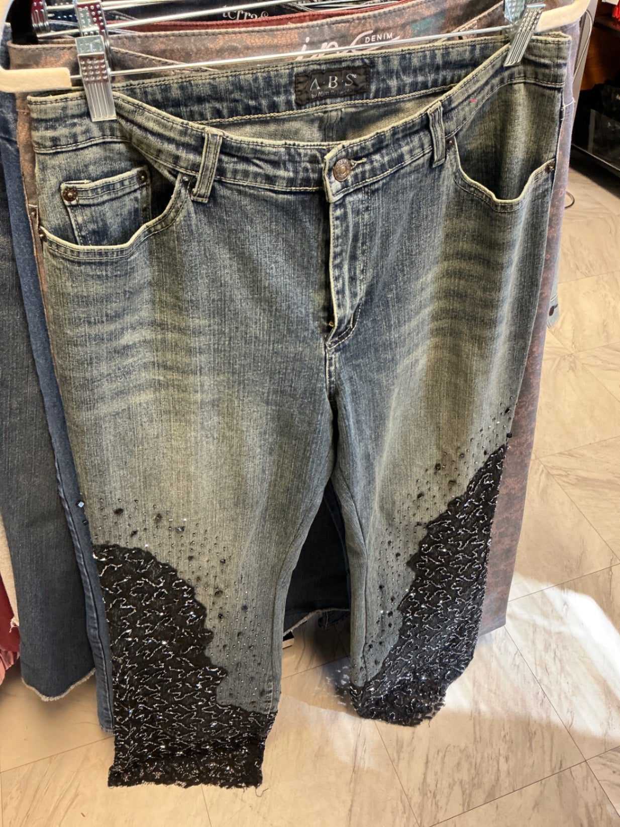 ABS Embellished Jeans 14 Denim & Black