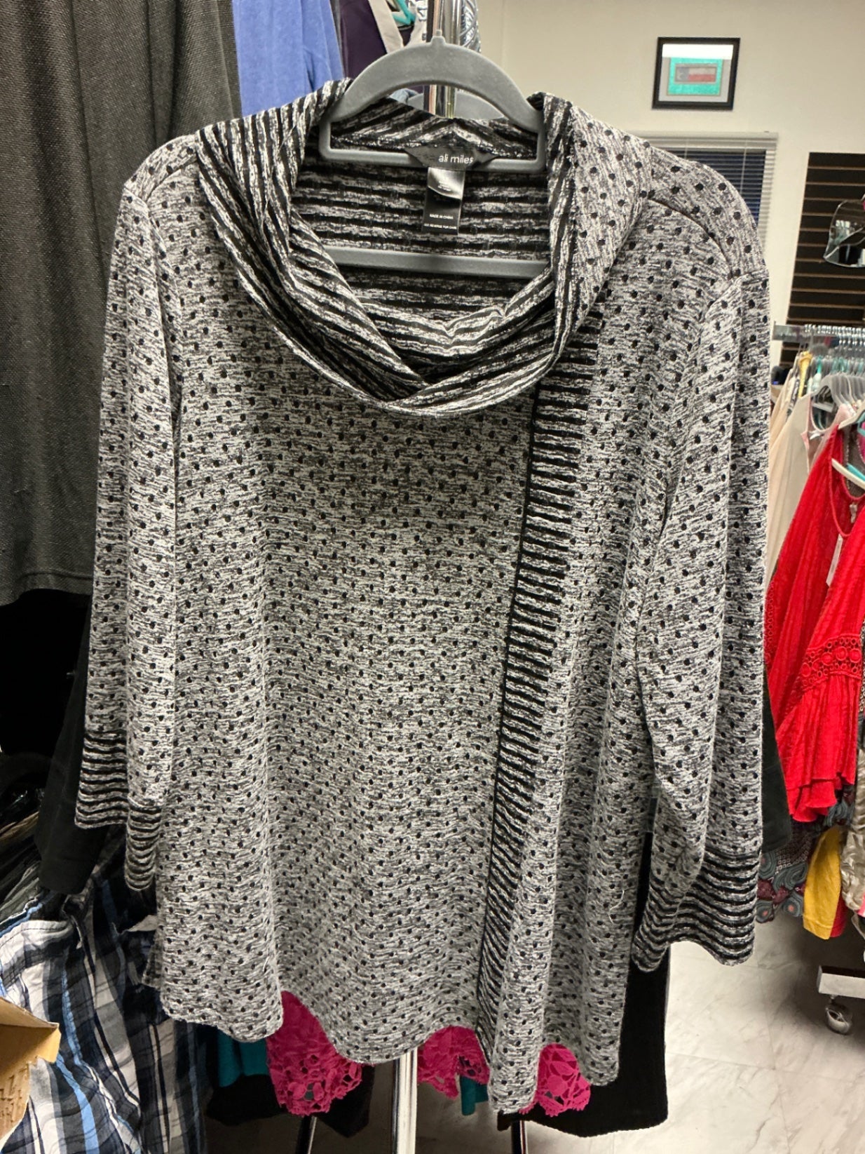Ali Miles Long Sleeve Mock Neck 1X Gray