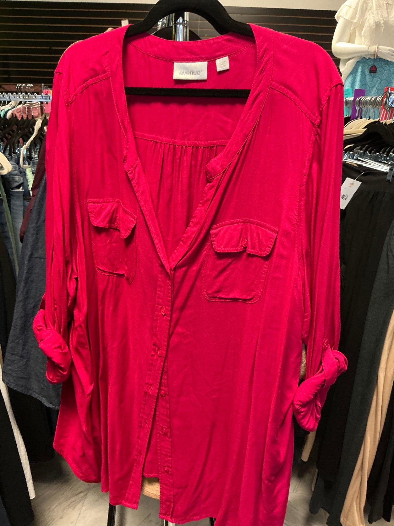 Avenue Button-Up Shirt 26/28 Fuchsia