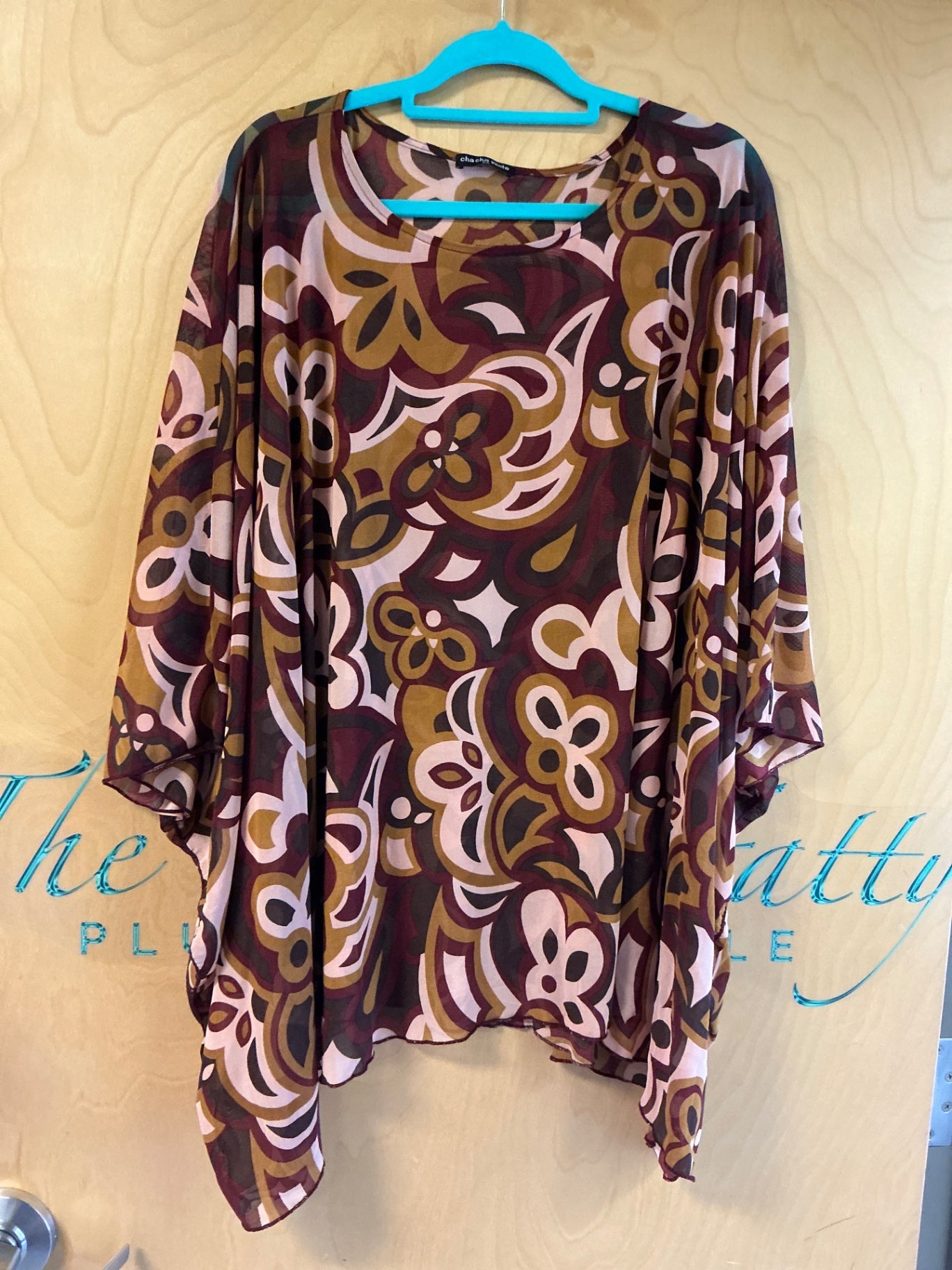 Cha Cha Vente Poncho Blouse - Multicolor (Burgundy, Pink, Gold, Black) - O/S