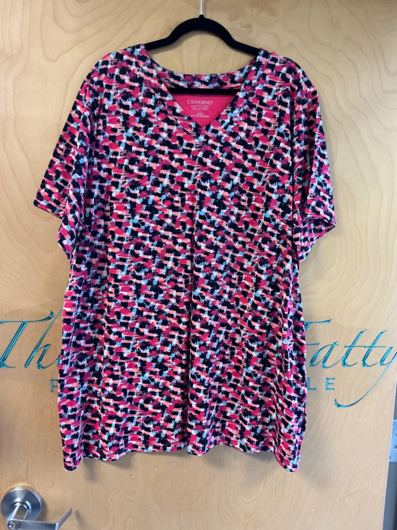 Catherines Blouse - Multicolor (Pink, Black, White) - 1X