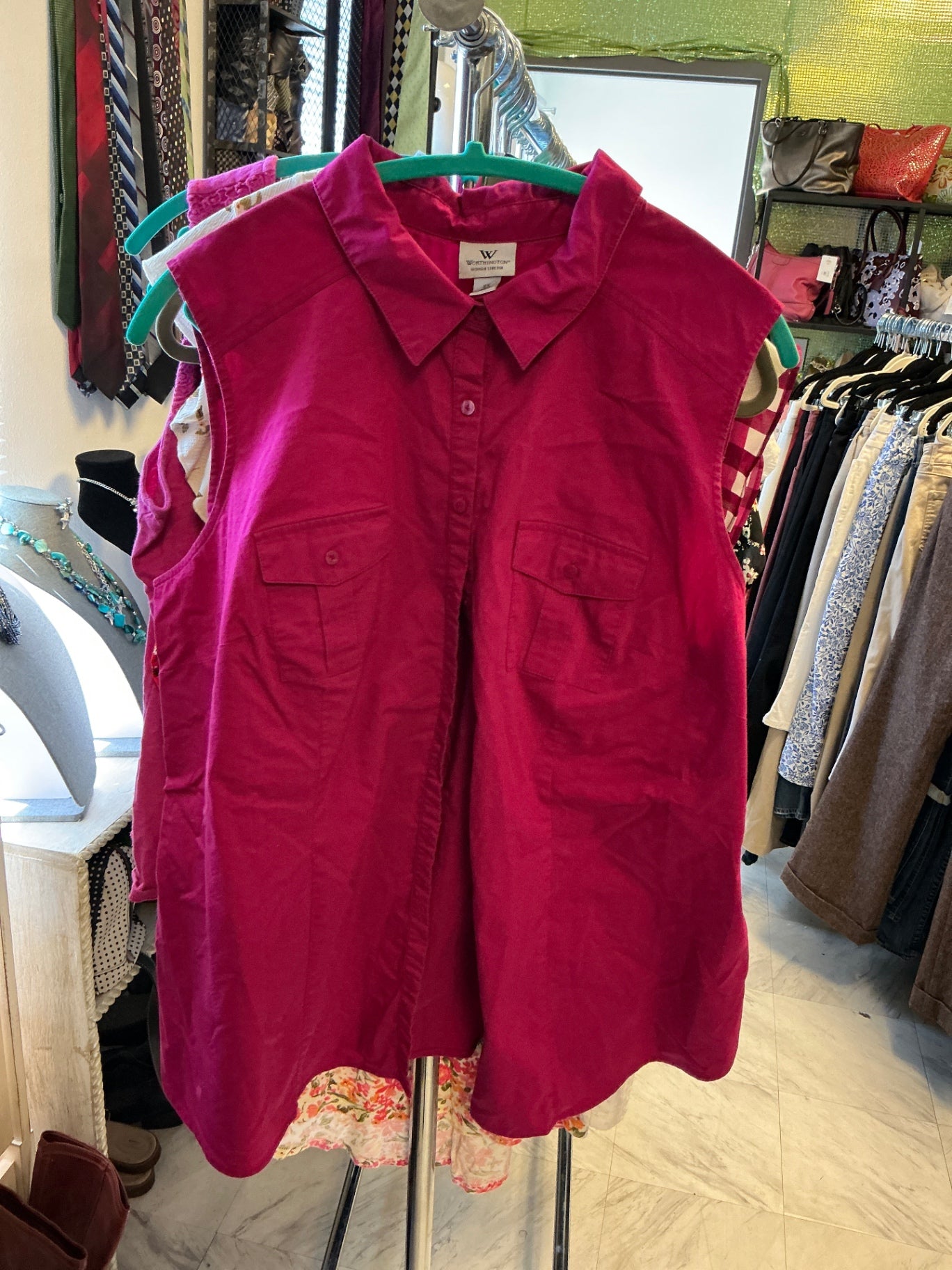 Worthington Sleeveless Blouse - Pink - 2X