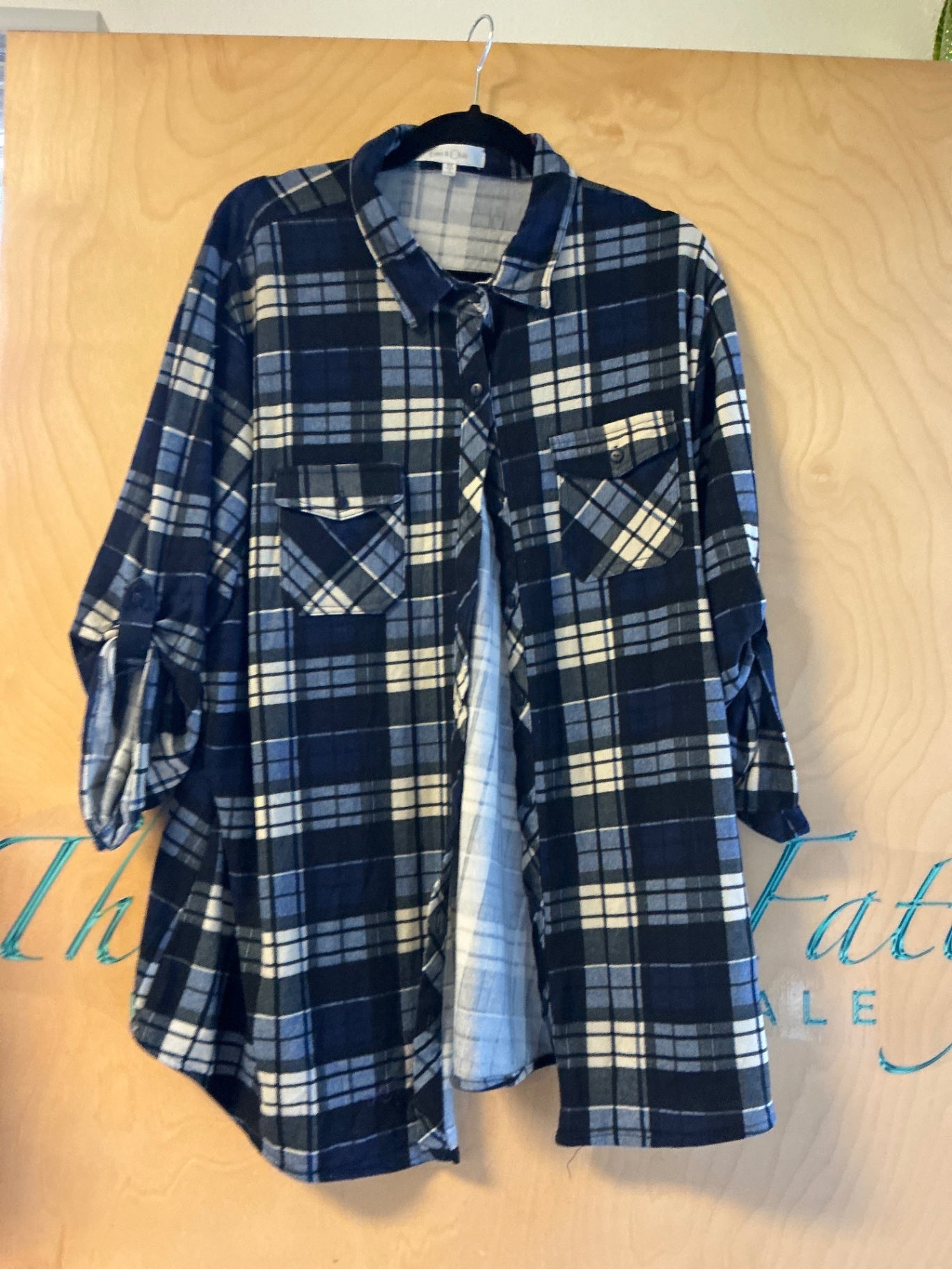 Eden & Olivia Shirt - Blue and Cream - 3X
