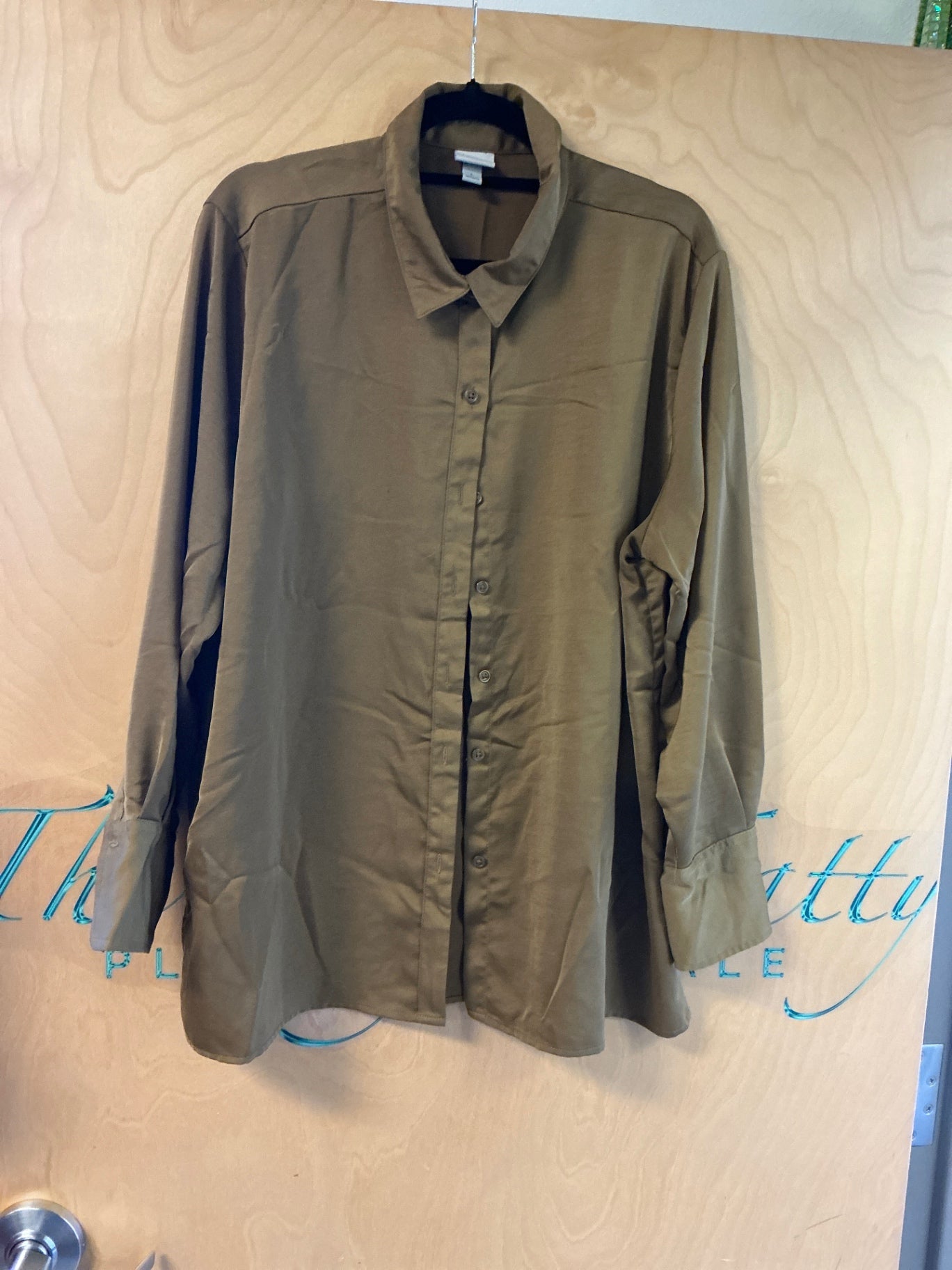 a new day Button-up Shirt - Olive Green - L