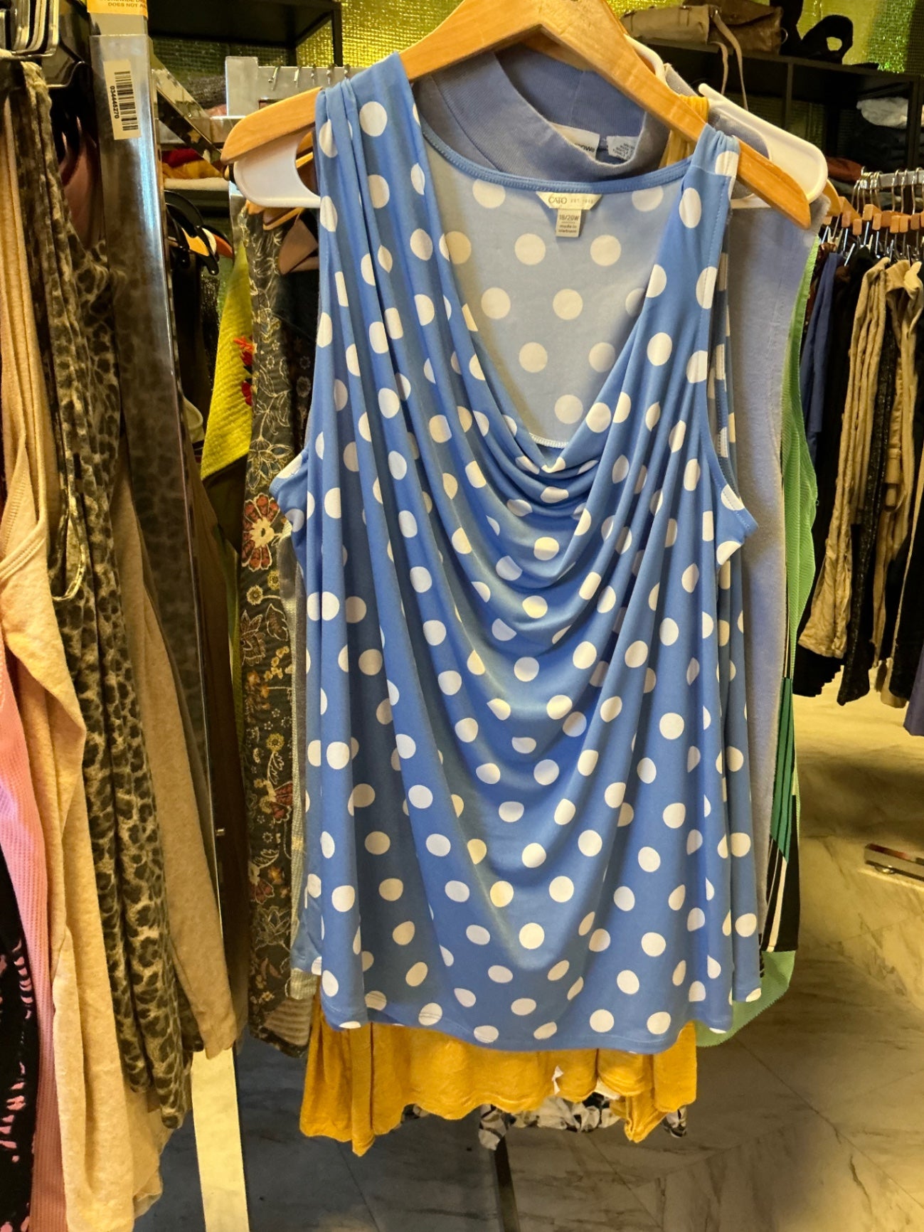 Cato Sleeveless Top 18/20 Blue with White Polka Dots