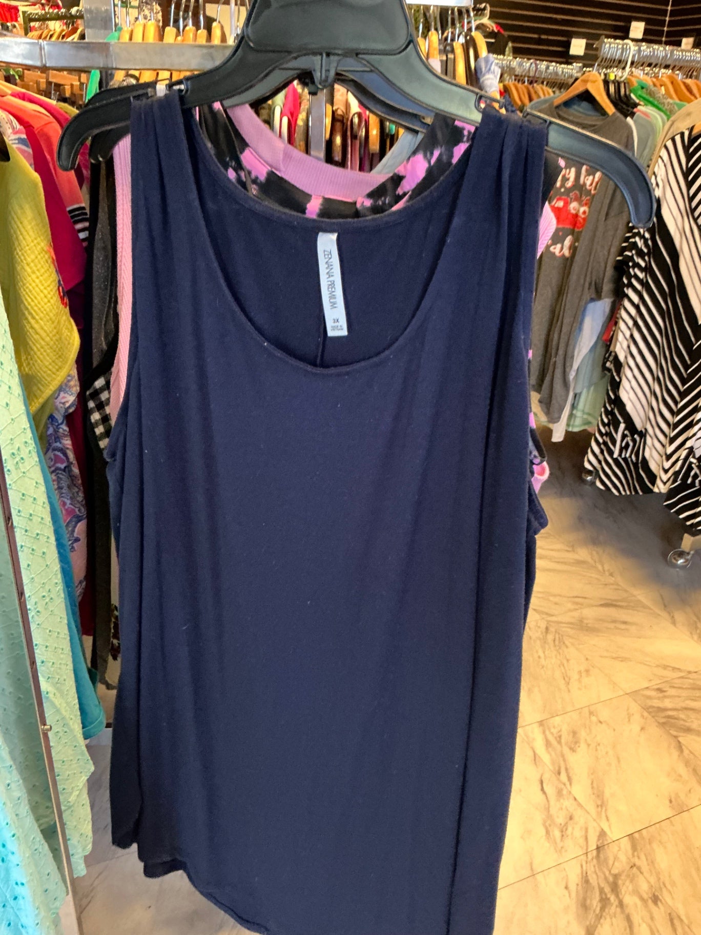 Zenana Premium Tank Top 3X Navy NWOT