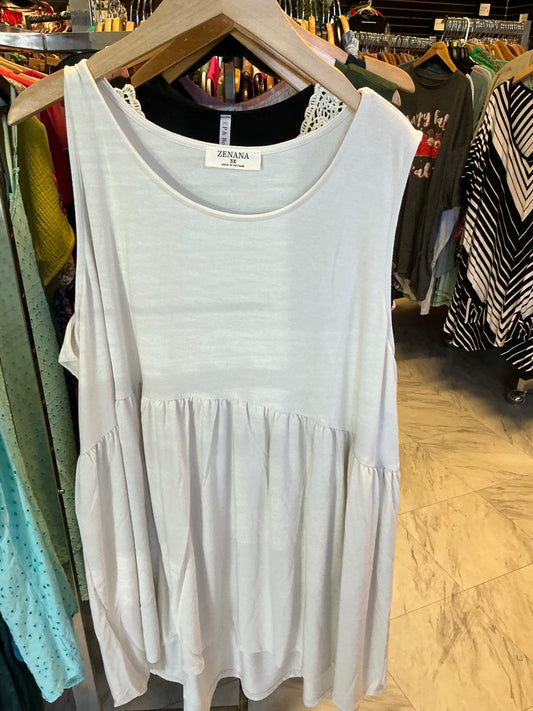 Zenana Babydoll Tank 3X Cream NWOT