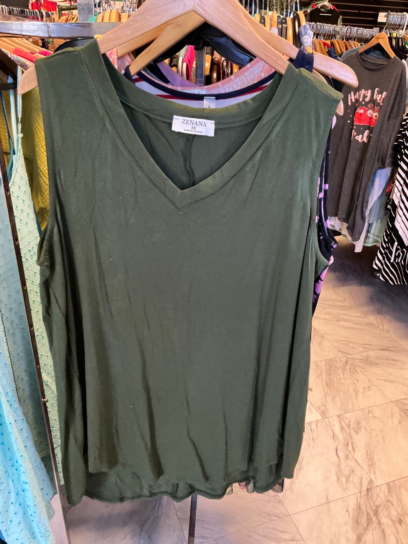 Zenana Sleeveless Top 3X Dark Green NWOT