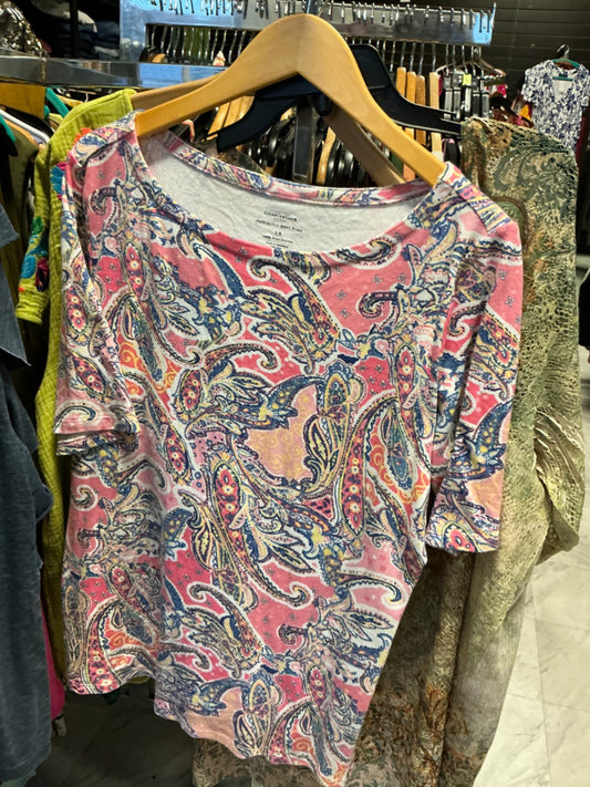Charter Club T-Shirt 1X Pink Paisley