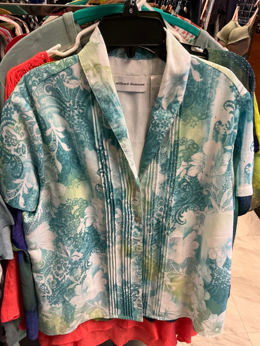 Alfred Dunner Blouse Teal and White