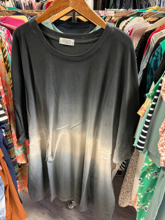Zenana T-Shirt 3X Blo/Blu/Wht Ombré NWOT