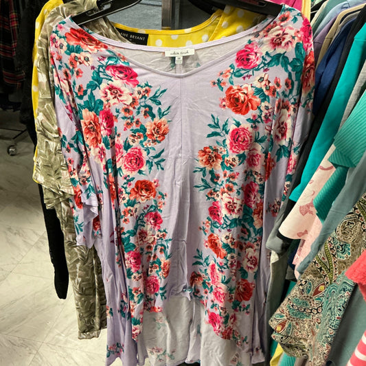 White Birch Tunic 3X Lavender w/ Floral Print NWOT