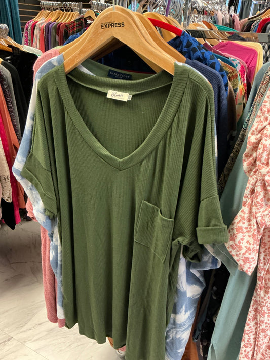 Blumin V Neck T-Shirt 3XL Olive Green NWOT