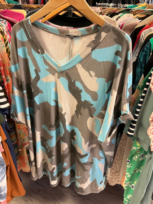 White Birch T-Shirt 3X Blue/Gray Camouflage