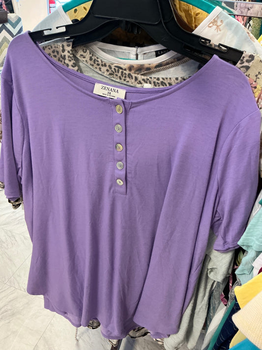 Zenana Blouse 3X Purple NWOT