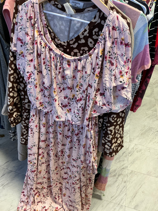 Celeste Floral Maxi Dress 3X Pink with Multicolor Floral Print