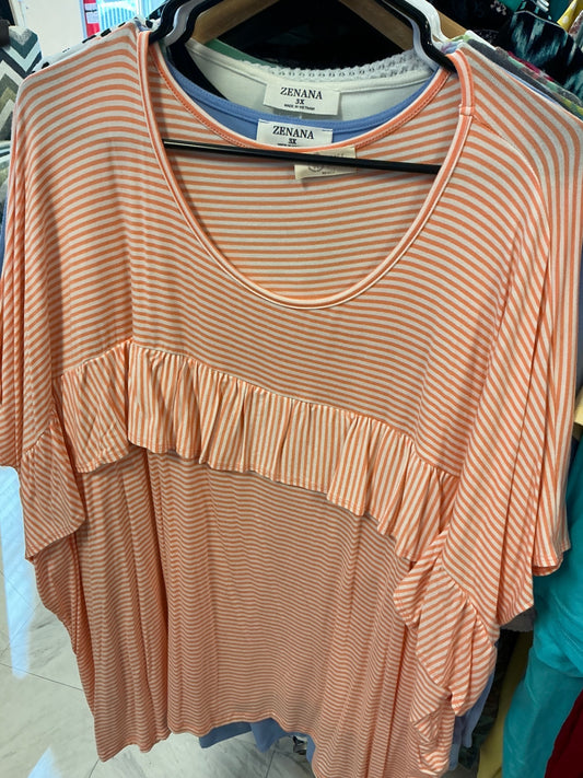 Be Stage Tunic 3X Peach and White Stripes NWOT