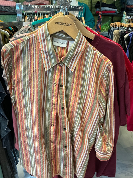 Alfred Dunner Button-Up Shirt 14 Multicolored Stripes