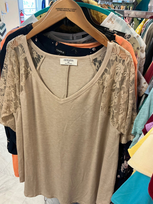 Zenana Blouse 3X Beige NWOT
