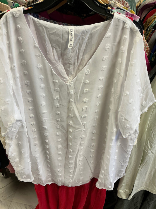 Zenana Blouse 3X White NWOT