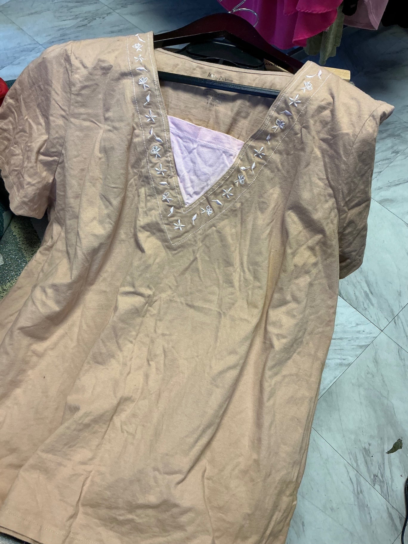 White Stag Tunic Top 3X Beige w/ Pink