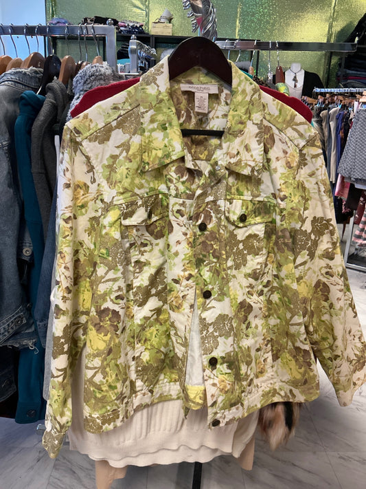 C.l.o.t.h.e.s. Jacket 2X Green/Gold Floral