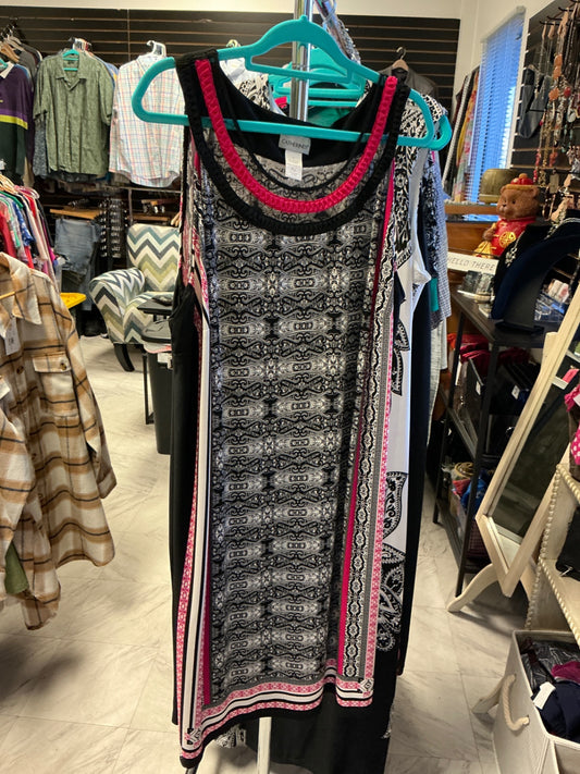 Catherines Sleeveless Dress 3X Black and Pink