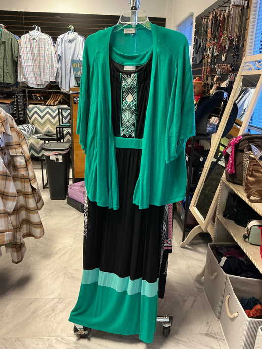 Catherine’s Dress with Cardigan 3XL Turquoise and Black