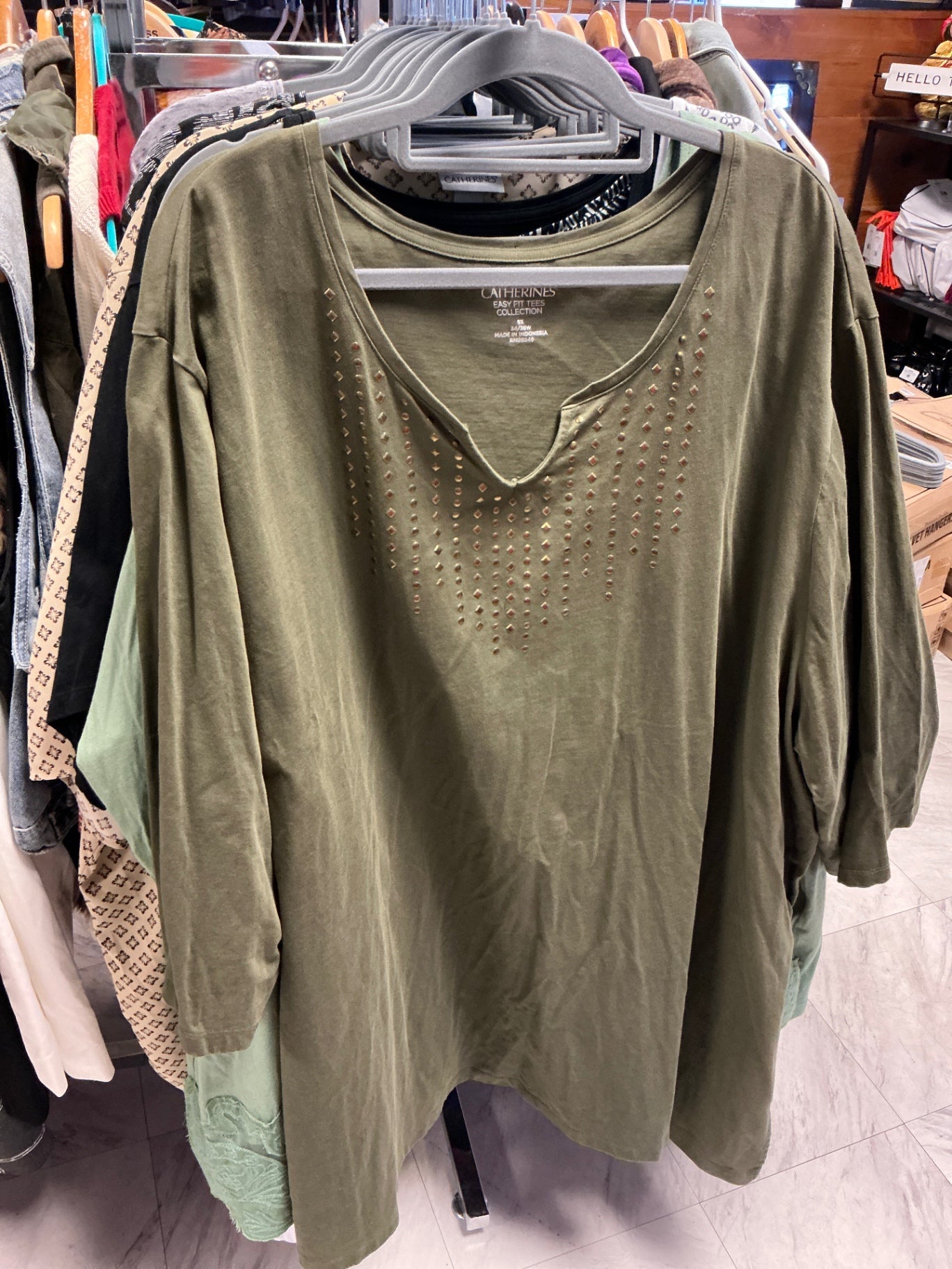 Catherines Tunic Top 5X Olive Green