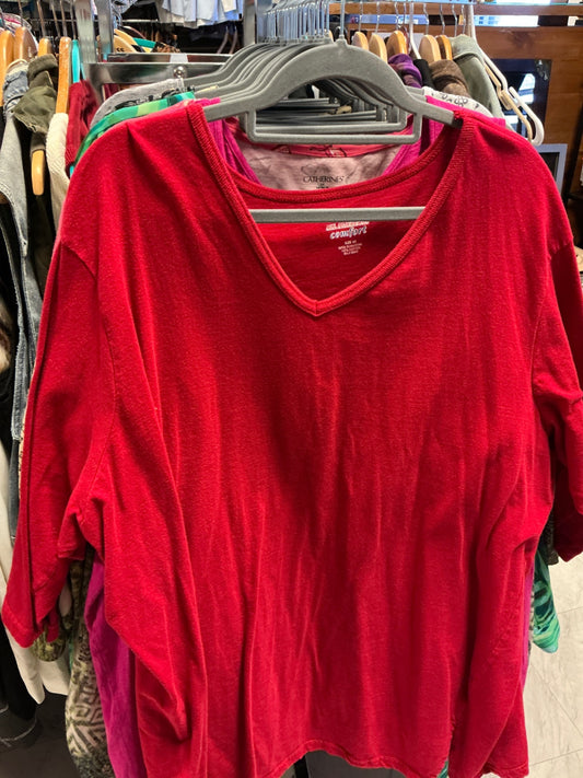 Catherine's V-Neck T-Shirt 4X Red