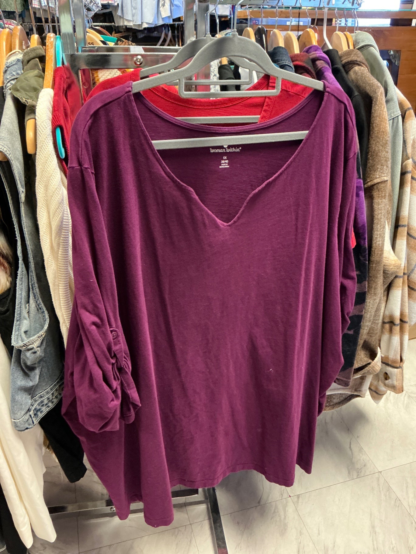 Woman Within Tunic Top 5X Purple