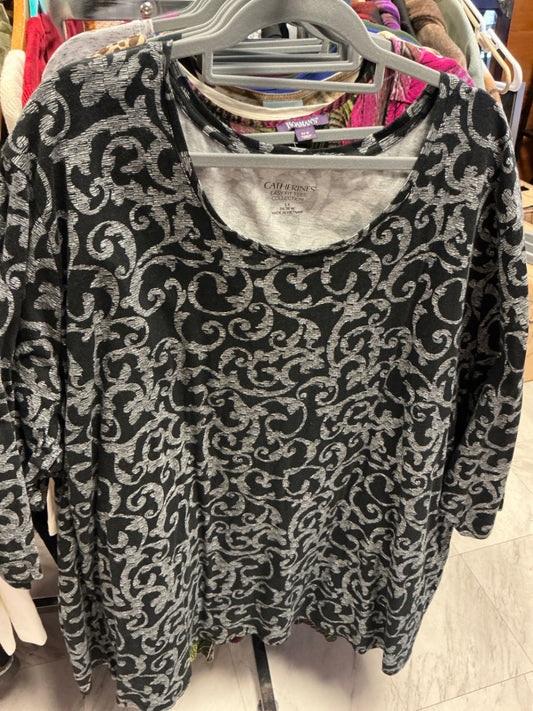 Catherines Long Sleeve Top 5X Black and Grey