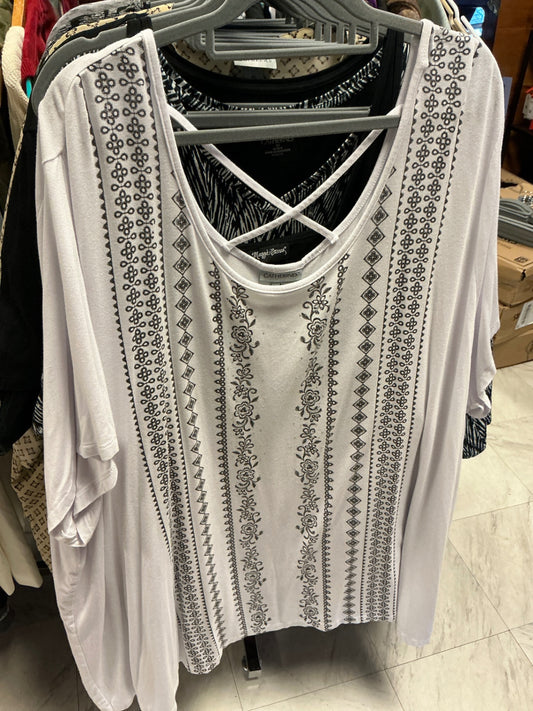 Catherines Blouse 5X White with black patterns