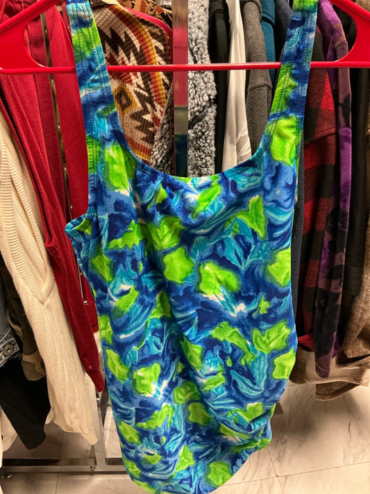 Beach Cabana Swimsuit One Pc 1X Blue and Green