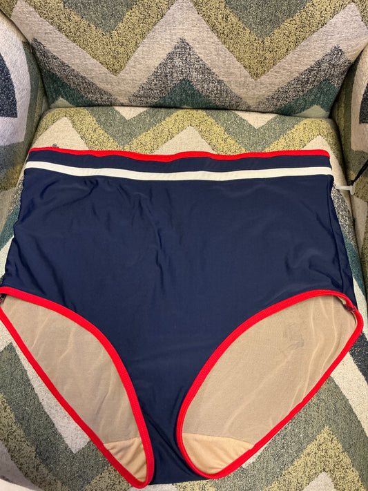 Cacique High-Waisted Bikini Bottom 16 Navy Blue with Red Trim
