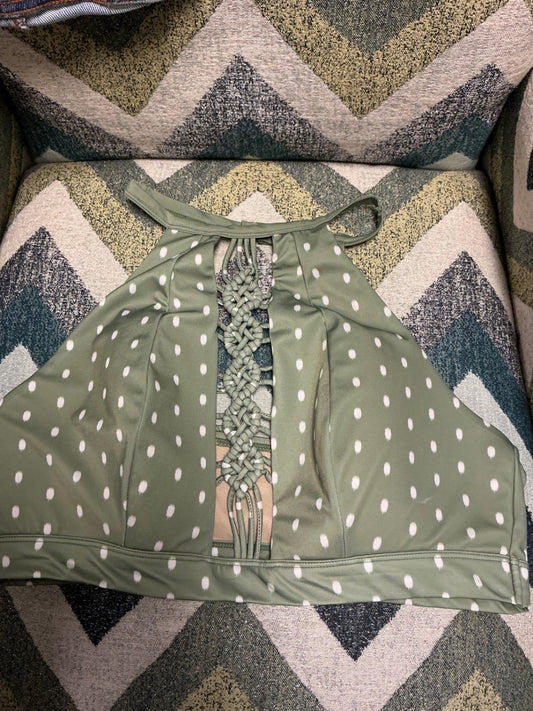 Cacique Bikini Top 14 Green with White Polka Dots