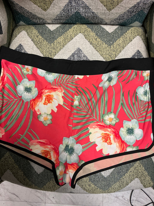Cacique Swim Shorts 22 Coral w/ Floral Pattern