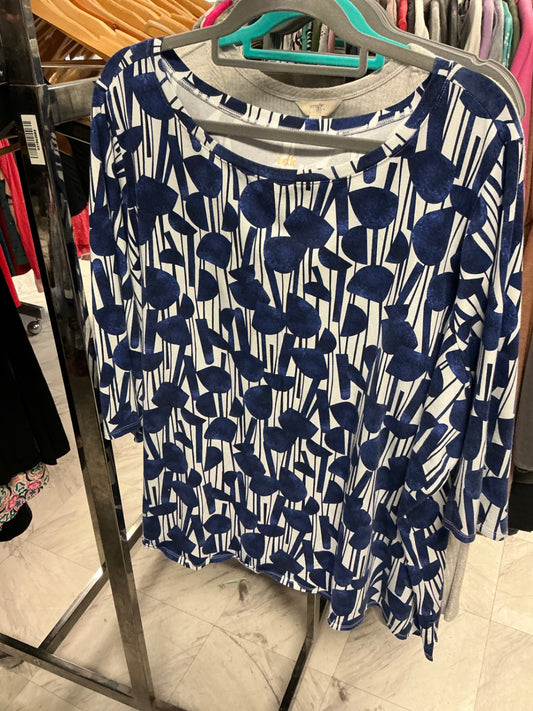 Belle by Kim Gravel Tunic Top 4X Blue and White