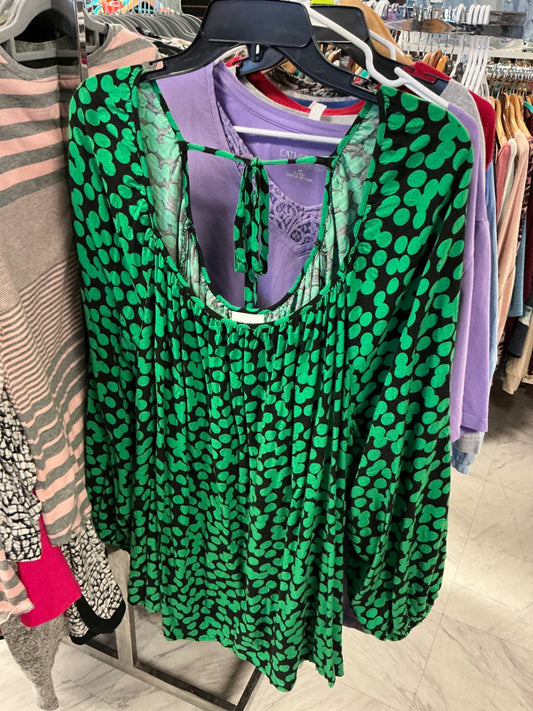 Ava & Viv Blouse 5X Green and Black