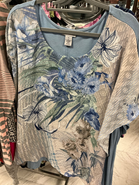Catherine’s Blouse 3X Blue and Beige