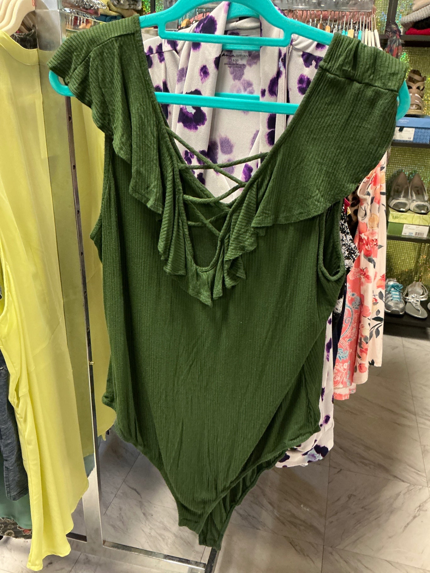Charlotte Russe Bodysuit 2X Olive Green